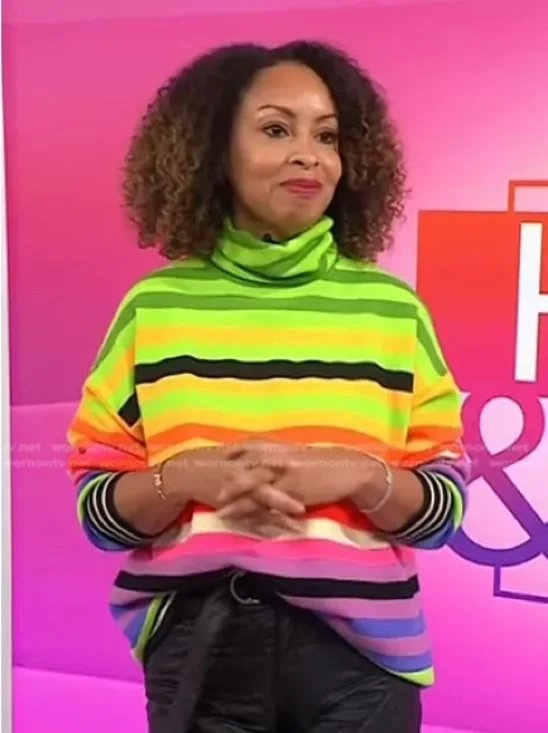 CHRISTOPHER JOHN ROGERS
Oversized Striped Turtleneck Sweater In Rainbow Multi - Picture 3 of 11